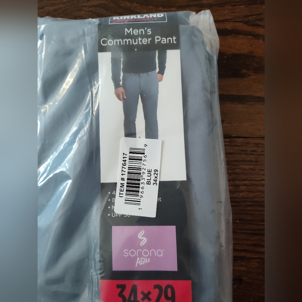 New Kirkland Signature Men’s Commuter Pant Blue UPF 50 Stretch Wick Size 34 X 29 - Picture 11 of 11